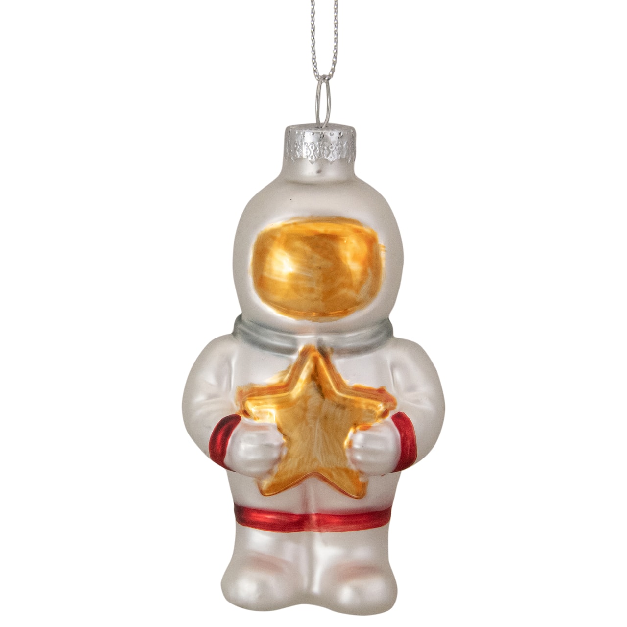 3.5" White & Gold Glass Astronaut Christmas Ornament
